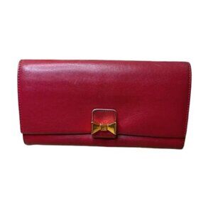 Chloe Red Leather Women's Wallet with Bow Accent